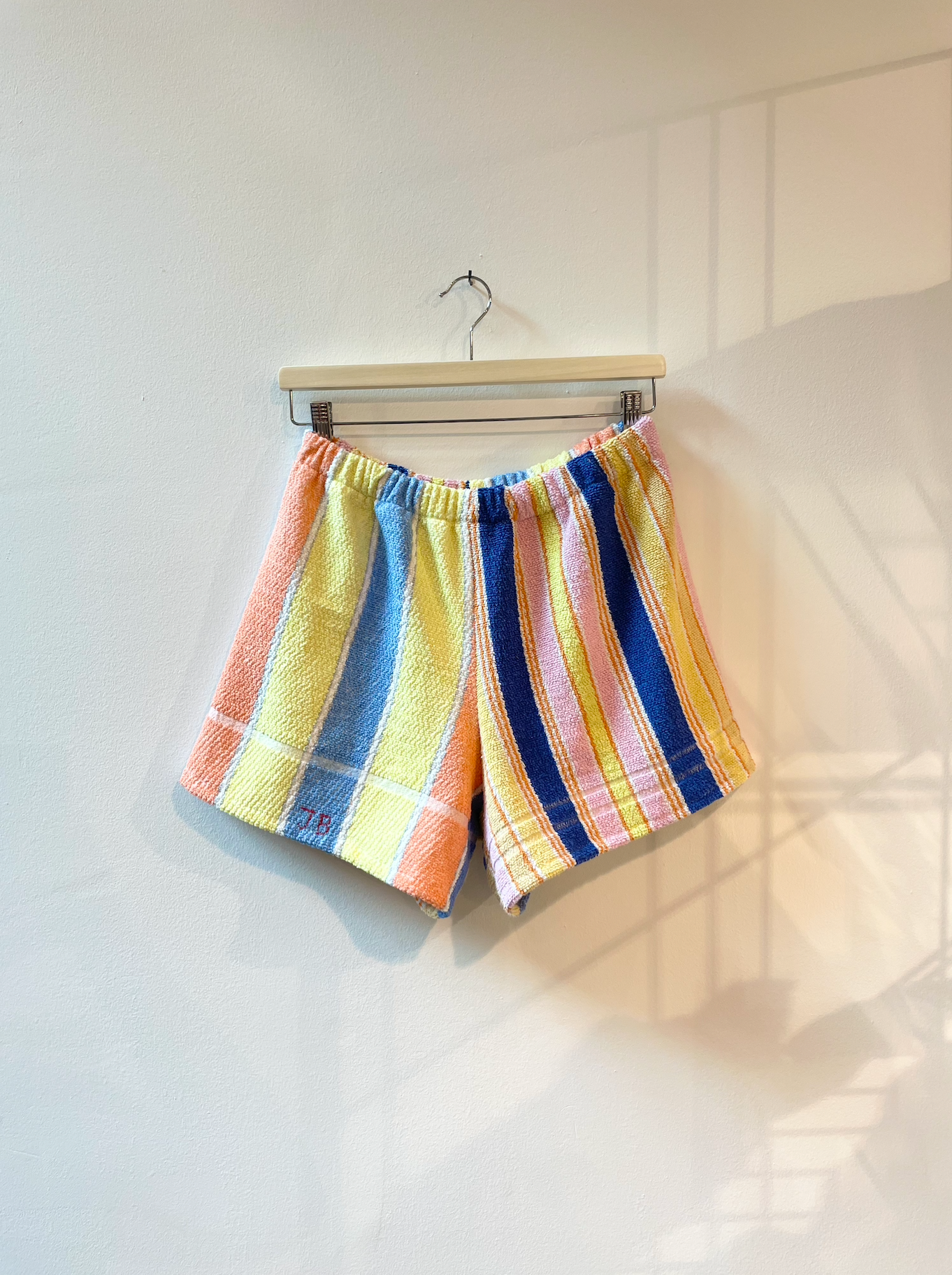 Terry shorts with pastel stripes