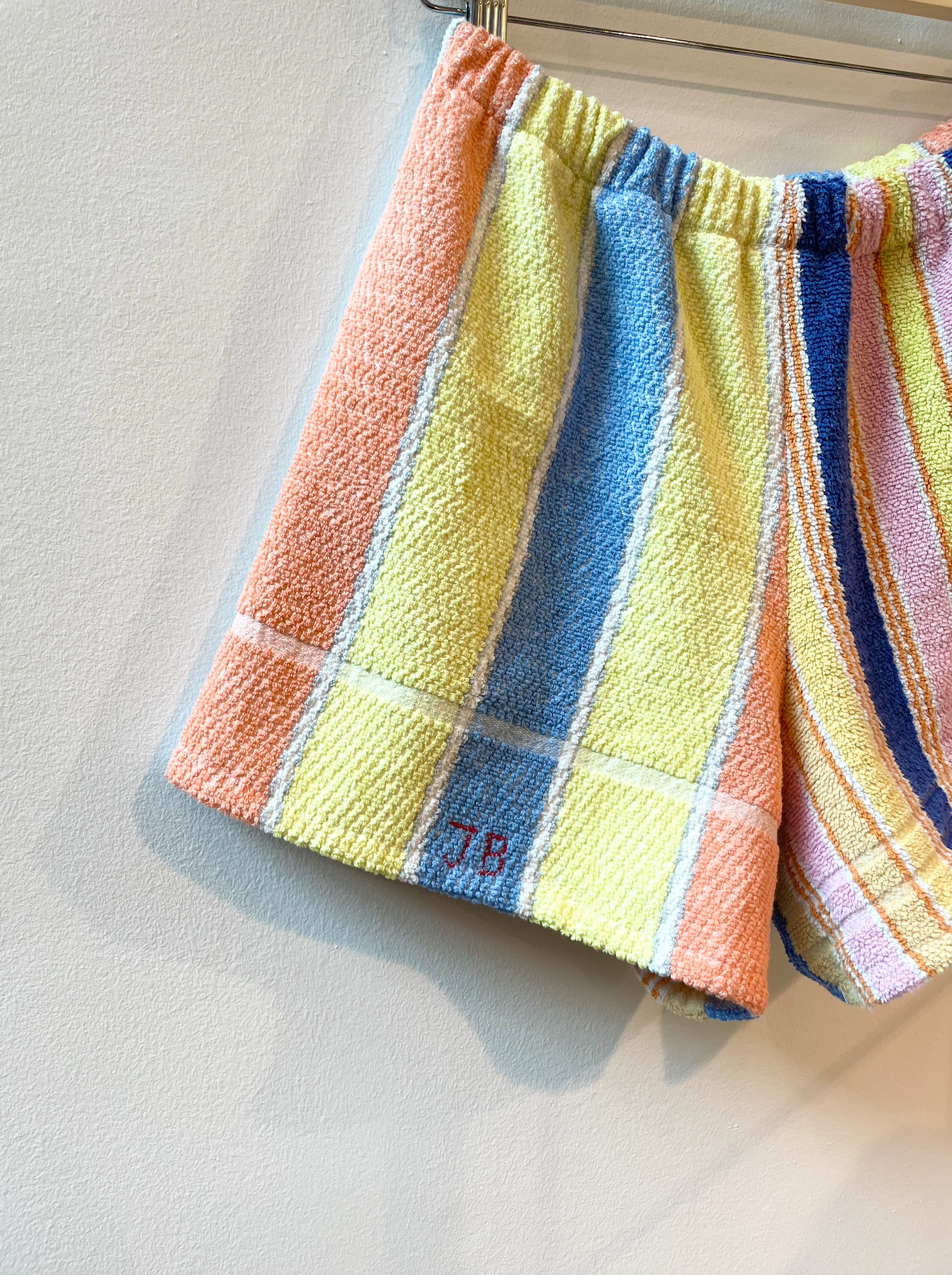Terry shorts with pastel stripes