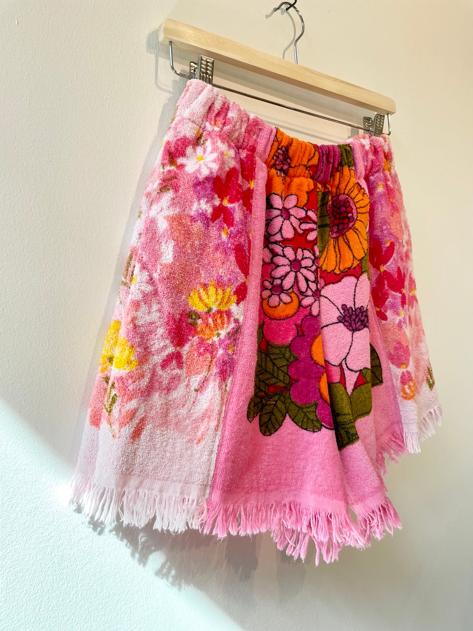 Frottee Shorts pink flower field / S/M
