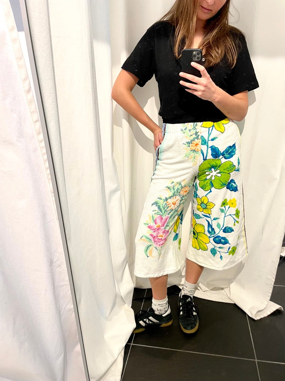 Frottee Pants asian flower / S