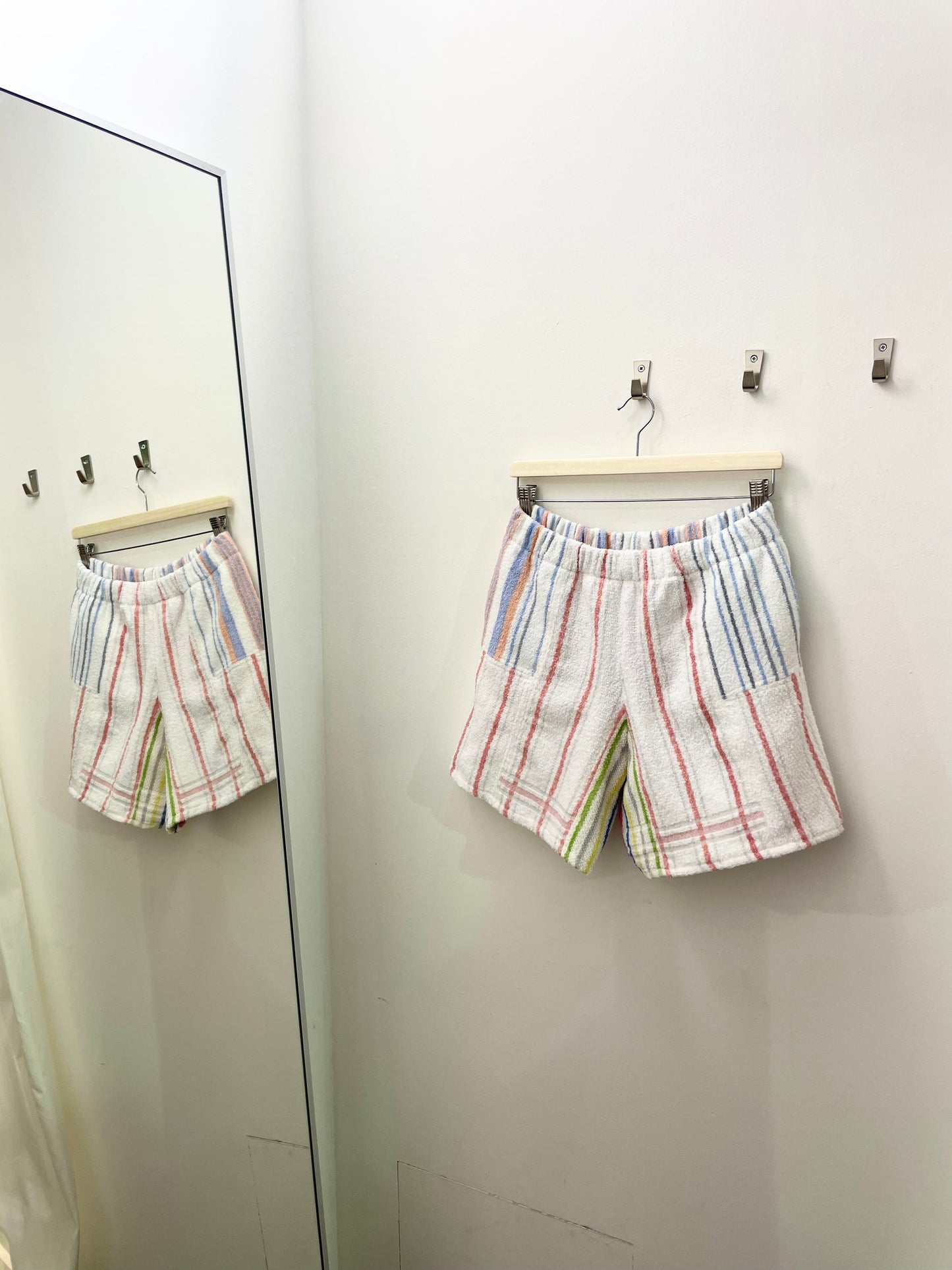 Frottee Shorts white stripes / L